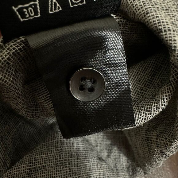 CIVIL SOCIETY Linen-Blend Shirt Gray Button Up Short Sleeve Lightweight - Picture 7 of 8